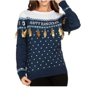 Women's Happy‎ Hanukkah TasselSweater by Tipsy Elves Size XS NWT